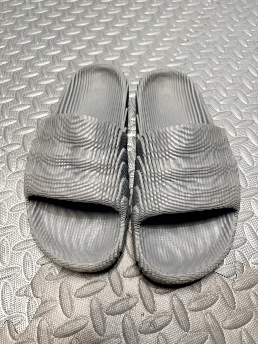 adidas adilette Gray Slide Sandals - Ribbed Strap Design